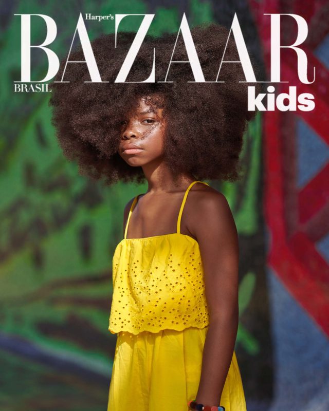 Harper’s Bazaar Kids Brazil page with a child in a yellow dress