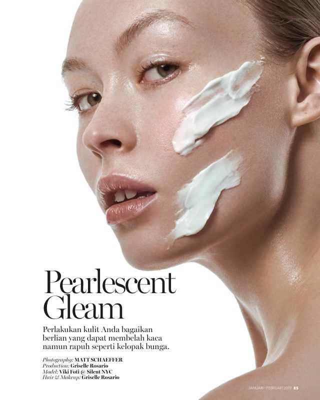 Marie Claire Indonesia beauty editorial “Pearlescent Gleam”