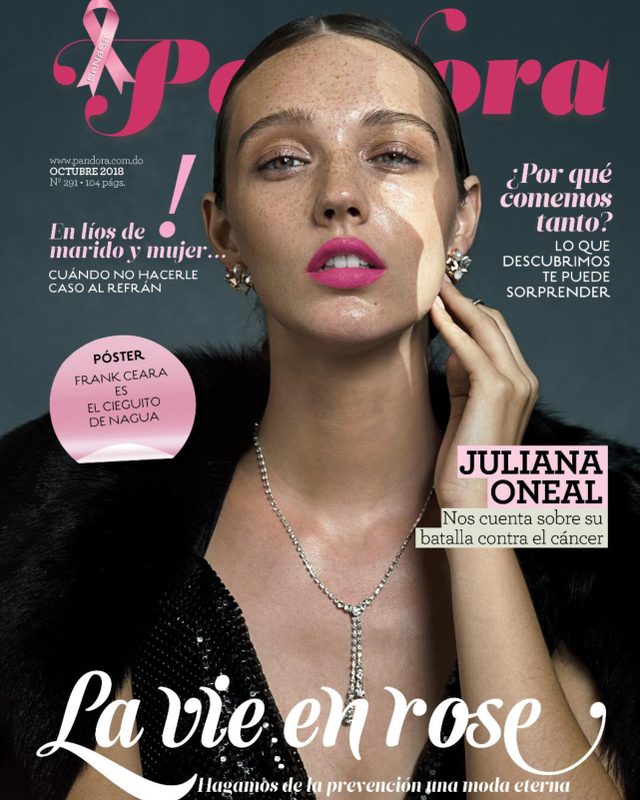 Pandora October 2018 cover “La vie en rose” featuring Juliana O’Neal