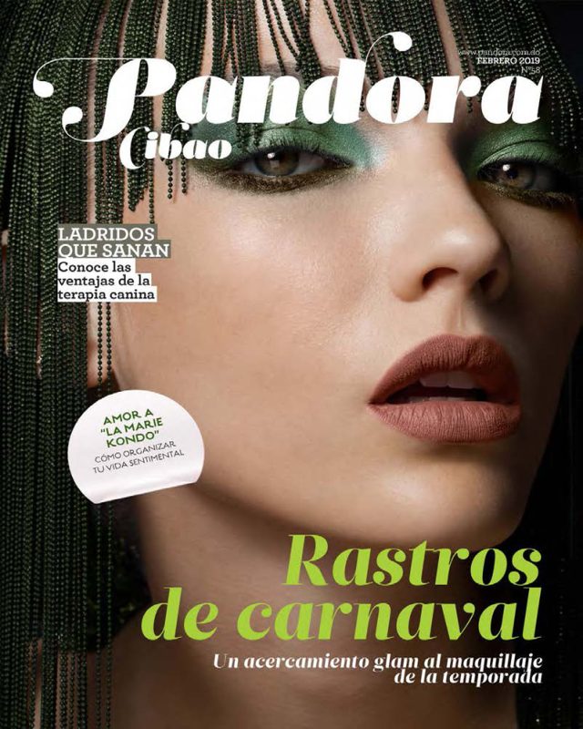 Pandora Cibao February 2019 cover “Rastros de carnaval” with green carnival eye makeup
