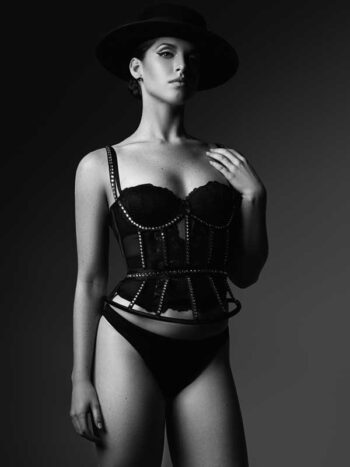Schaeffer Studios Fashion Photographer for Marie Claire Featuring Genna Carey Wearing Harlem's Heaven Hat, Lesnereides Paris, Bare Necessities, Victoria’s Secret, DKNY