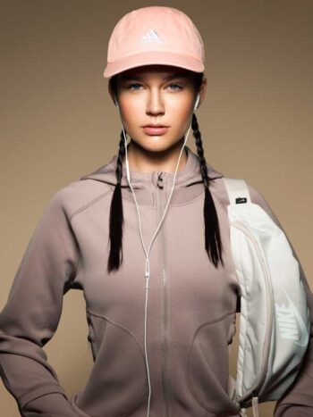 Schaeffer Studios Athletic Sports Photographer Featuring Deirdra Martin for Elle Magazine - Adidas Hat, Nike Bag