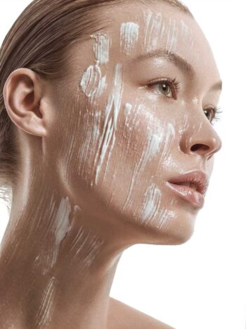 Viki Foti with a glossy skin-care mask, photographed for Marie Claire Indonesia