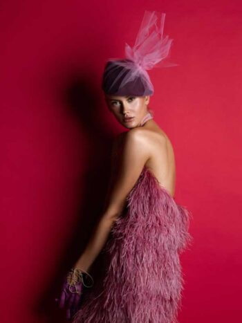 Schaeffer Studios Fashion Photographer Featuring Anna Zotova in Pink Feather Dress