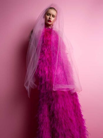 Schaeffer Studios Fashion Photographer Featuring Anna Zotova Pink Feather Dress